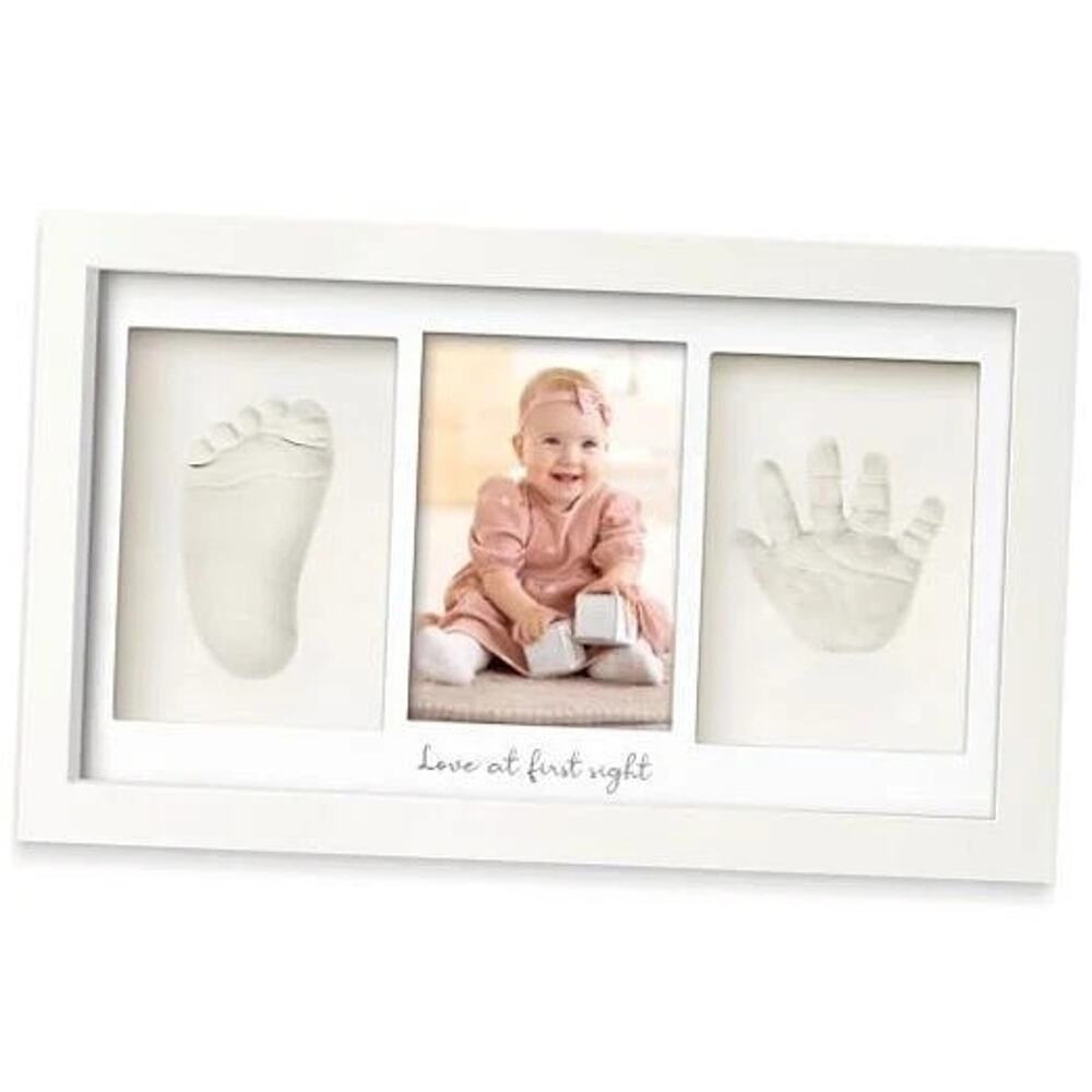 Baby Hand Footprint Clay Duo Frame Kit 13x7.8 Inch Alpine White New